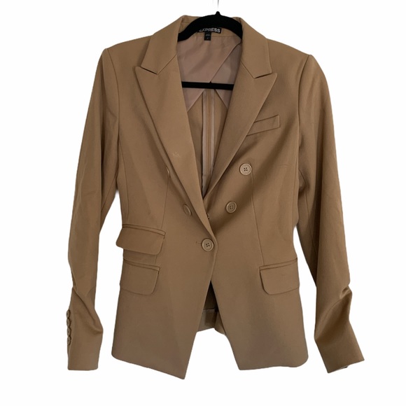 Express Asymmetrical Blazer - Tan 2 - Picture 1 of 6